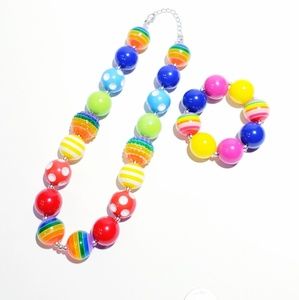 Chunky Bubblegum Necklace and Bracelet Set